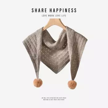 Женский шарф, новый корейский дизайн, пушистый маленький платок, милые аксессуары для девочек, треугольный вязаный теплый шерстяной шарф