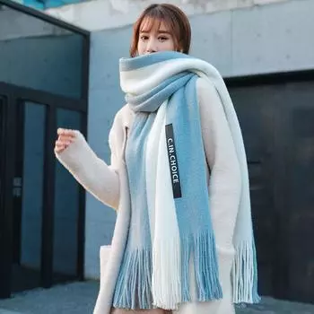 Женский шарф осень-зима для студентов, милый утолщенный шарф для пар, для девочек, шерстяной шарф с сердечком One Size