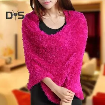 Женский шарф, яркий цвет, толстый плюшевый шарф, для путешествий на открытом воздухе, пляжа, многофункциональный шейный платок, универсальный декоративный аксессуар светло-фиолетовый