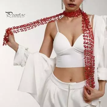 Женский шарф с блестящими пайетками в форме цветка, алый дизайн, шарф, украшенный блестками, тонкий шарф, модный аксессуар темно-коричневого