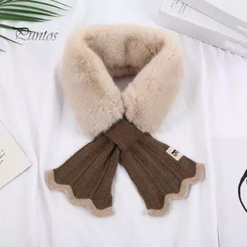 Женский шарф с крестом, осенне-зимний вязаный шарф из искусственного кроличьего меха, мягкий утолщенный теплый ветрозащитный шарф для девочек в холодную погоду, шарф на шею, подарок на день рождения 80 cm