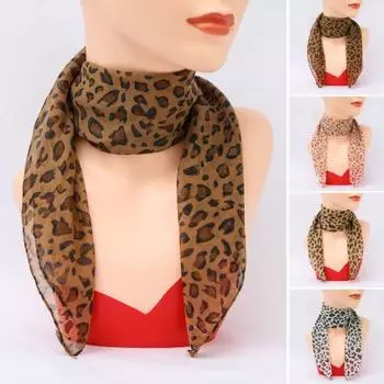Женский шарф с леопардовым принтом, тонкий шифоновый шарф, легкий дышащий шарф в корейском стиле, дорожный аксессуар белый