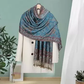 Женский шарф с принтом цветов кешью, шаль с кисточками, ежедневное уличное свидание