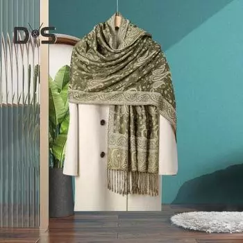 Женский шарф с принтом цветов кешью, шаль с кисточками, для ежедневного свидания на улице, отпуска, мягкая текстурированная шаль