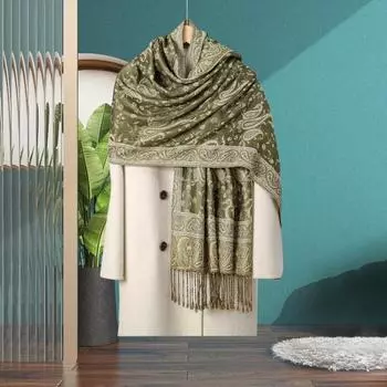 Женский шарф с принтом цветов кешью, шаль с кисточками, для ежедневного свидания на улице, отпуска, мягкая текстурированная шаль