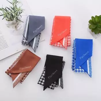 Женский шарф с принтом «птичий глаз», галстук-мешок, маленький шарф с лентой, элегантные модные аксессуары для волос