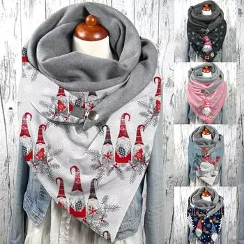 Женский шарф с рождественским принтом, модный многоцелевой шарф-шаль разноцветный