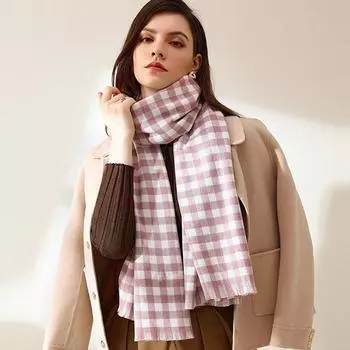 Женский шарф «Шахматная доска», теплая шаль, длинный плед легкие хаки