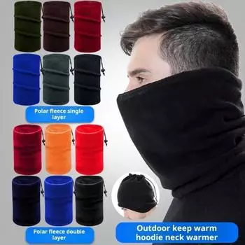 Женский шарф, толстый, теплый, эластичный, вязаный, нескользящий, многофункциональный, легкий, ветрозащитный, унисекс, для велоспорта, утеплитель для шеи, повязка на голову, шапка, зимняя повязка на шею 25*30cm чёрный