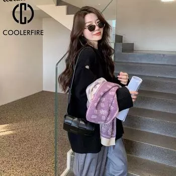 Женский шарф, уличный шейный платок Echarpe Bufanda, сохраняющий тепло, шарфы, шали и накидки, одеяло, шарф с принтом, женский милый AD2119 One Size чёрный