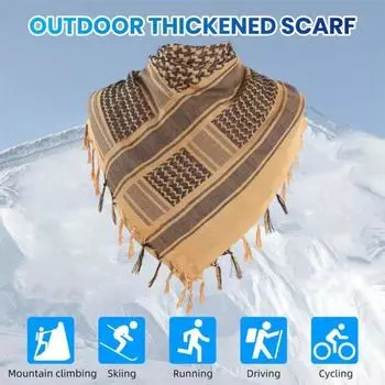 Женский шарф, утолщенный палестинский куфия, широкая кисточка с принтом, винтажный солнцезащитный козырек, декоративная защита шеи, унисекс, мягкая теплая шаль, шарф на четыре сезона 110cm чёрный