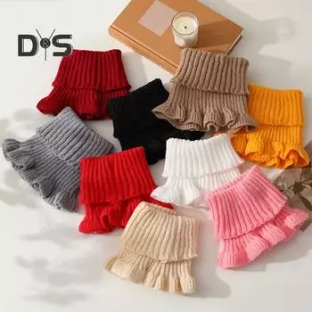 Женский шейный платок, однотонный, с прозрачной отделкой, с имитацией воротника, вязаный, теплый, стильный, утеплитель для шеи, универсальный аксессуар для одежды белый