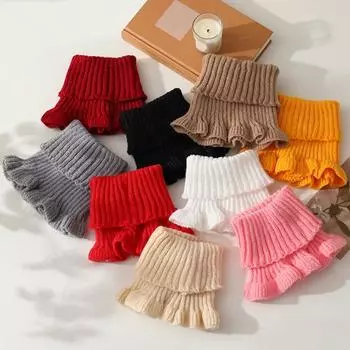 Женский шейный платок, однотонный, с прозрачной отделкой, с имитацией воротника, вязаный, теплый, стильный, утеплитель для шеи, универсальный аксессуар для одежды вино красного