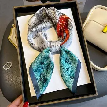 Женский шелковый платок с принтом оленя, роскошный дизайн, хиджаб, повязка для волос, шейный платок, женский весенне-летний мягкий платок 70*70 см, бандана 70X70cm