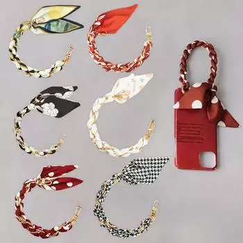 Женский шелковый шарф для девочек, креативный, ручной работы, шикарный ремешок на запястье, фиксированный, несколько стилей для мобильного телефона, подарочные аксессуары 32cm