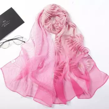 Женский шелковый шарф градиентного цвета в стиле арт-стиль, длинный, весенне-осенний, тонкий, шаль, танцевальный шелковый шарф, шарф для этикета 160*50cm