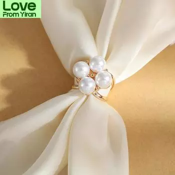 Женский шелковый шарф с пряжкой, жемчужные броши из сплава для женщин, простота, круглое кольцо, шелковый шарф, подол платья, пряжка, аксессуары для одежды