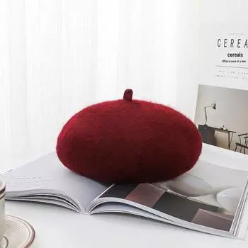 Женский шерстяной берет - Модная шляпа художника в корейском стиле, Маленький размер, Дизайн тыква One Size