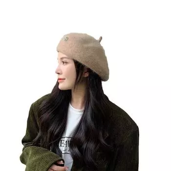 Женский шерстяной берет осень и зима теплая ретро мода на открытом воздухе шапка художника кепка one size