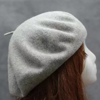 Женский шерстяной берет с темпераментом, модная элегантная шерстяная кепка, классическая винтажная однотонная вязаная кепка света загар