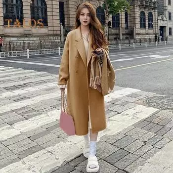 Женский шерстяной пиджак с лацканами, пальто с длинным рукавом и передними карманами, повседневная верхняя одежда, женское пальто для повседневной носки на осень-зиму S серый