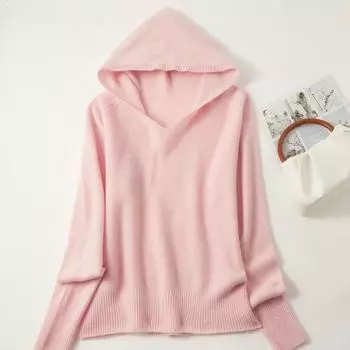 Женский шерстяной свитер с капюшоном, осенне-зимний, первая линия, готовая одежда, трикотажный базовый свитер, свободный топ M чёрный