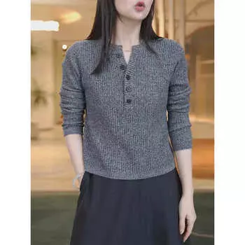 Женский шерстяной свитер с круглым вырезом и длинными рукавами, осенний пуловер, базовая рубашка, новая тонкая футболка, топ S