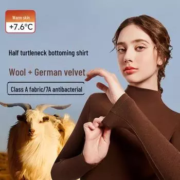 Женский шерстяной топ облегающего кроя с длинными рукавами для осени и зимы: Удобный и универсальный дизайн средней горловины XL