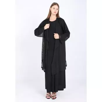 Женский шифоновый костюм больших размеров с минимальным рисунком, черный