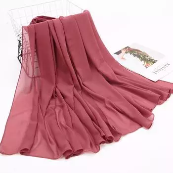 Женский шифоновый шарф-хиджаб с крупным жемчугом 85*180 cm