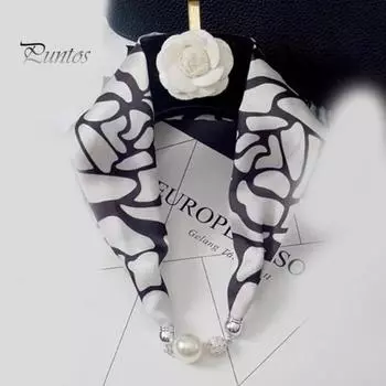 Женский шифоновый шарф с магнитной пряжкой, яркий цветной принт, стиль ожерелья, декоративный тонкий шарф, аксессуары для одежды синий