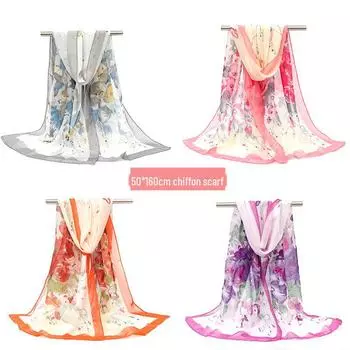 Женский шифоновый шарф с принтом павлина, весна 2024 г.: Легкая шаль, пляжное полотенце и солнцезащитный крем 160*50cm