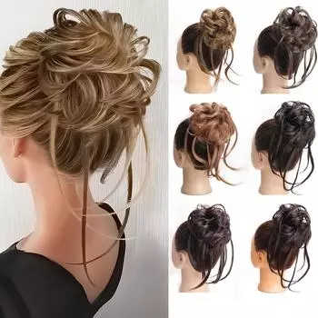 Женский шиньон MERISIHAIR из синтетического волокна, грязный вьющийся шиньон, черный, блондин, коричневый цвет, короткий грязный волнистый шиньон