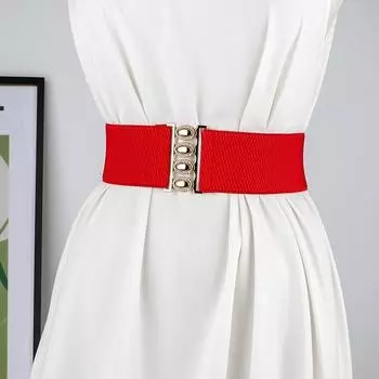 Женский широкий эластичный пояс с простой металлической пряжкой, корсет, пояс-зажим для платья, эластичные ремни чёрный