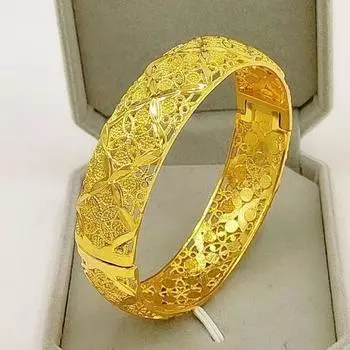 Женский широкий браслет на лицо, свадебный, золотой цвет one size(16-22CM) золотой