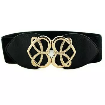 Женский широкий пояс эластичный эластичный пояс для женщин платье одежда аксессуары чёрный