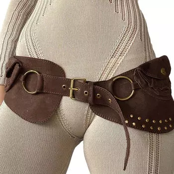 Женский широкий пояс в винтажном стиле, декоративный аксессуар для костюма, поясная сумка