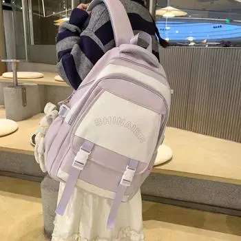 Женский школьный рюкзак большой емкости, контрастный компьютерный рюкзак красный