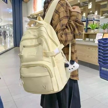 Женский школьный рюкзак большой емкости, однотонный студенческий рюкзак чёрный