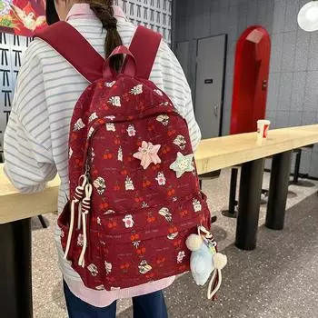 Женский школьный рюкзак большой вместимости для студентов, рюкзак с рисунком из мультфильмов чёрный