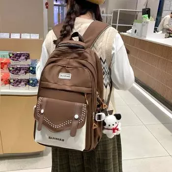 Женский школьный рюкзак контрастного цвета, женский рюкзак для учащихся средней школы в студенческом стиле для третьего и шестого классов чёрный