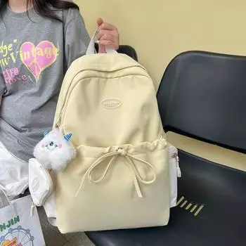 Женский школьный рюкзак с бантом для школьников средней школы зелёный