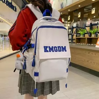 Женский школьный рюкзак с буквенным принтом Мужской дорожный рюкзак Рюкзак для учащихся средней школы белый/красный