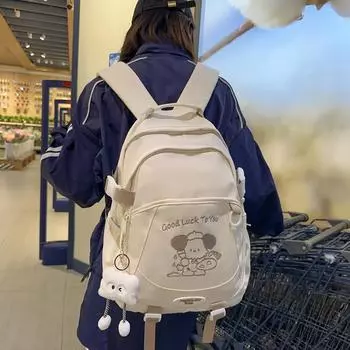 Женский школьный рюкзак с принтом большой вместимости для девочек чёрный