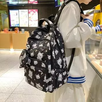 Женский школьный рюкзак с принтом, студенческий рюкзак большой емкости зелёный