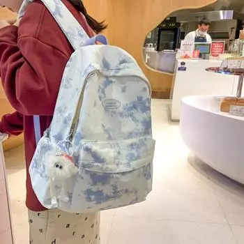 Женский школьный рюкзак с принтом, студенческий рюкзак с принтом тай-дай, рюкзак большой емкости для младших классов средней школы розовый