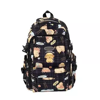 Женский школьный рюкзак с рисунком из мультфильма для учеников начальной школы 3-5 классов, легкий рюкзак чёрный