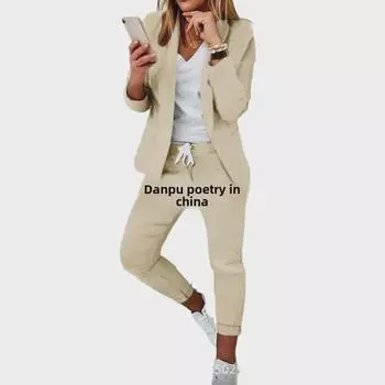 «Женский синий пиджак-кардиган 2023 года — модный, трансграничный, с длинными рукавами, однотонный» XL грязно-белый