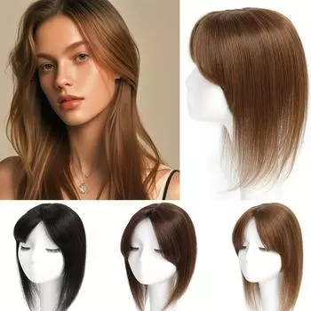 Женский синтетический топпер для волос длиной 12–14 дюймов, прямые волосы, средняя часть, слегка волнистые, заколка с челкой, идеально подходит для всех типов волос 14inch