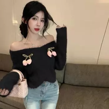 Женский сладкий нерегулярный крестик трехмерный цветок имитация норки бархат игла one size fits all чёрный